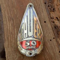 Steuerkopfschild BAUER, 50 Jahre, Nürnberg, 30-50er Jahre, Originalschild aus Sammlungsbestand 
