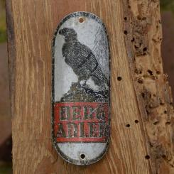 Steuerkopfschild BERG ADLER, 30-50er Jahre, Originalschild aus Sammlungsbestand 