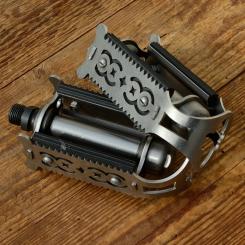 Pedale "FLÜGELPEDAL", roh, ohne Oberflächenbehandlung, Gummi schwarz 