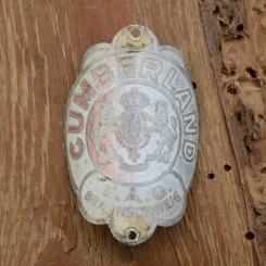 Steuerkopfschild CUMBERLAND, Braunschweig, 30-50er Jahre, Originalschild aus Sammlungsbestand 