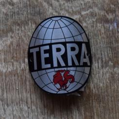 Steuerkopfschild Terra (Hahn in Bückeburg), 50er Jahre, Originalschild aus Sammlungsbestand 