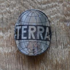 Steuerkopfschild Terra (Hahn in Backnang), 50er Jahre, Originalschild aus Sammlungsbestand 