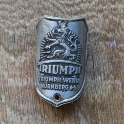 Steuerkopfschild Triumph, 30er Jahre, Originalschild aus Sammlungsbestand 