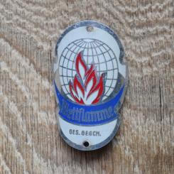 Steuerkopfschild Weltflamme, 50er Jahre, Originalschild aus Sammlungsbestand 