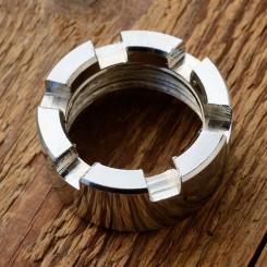 Auspuffkrümmer - Überwurfmutter für 50ccm Sachs, Stahl verchromt 