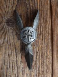 Schutzblechfigur SEIDEL + NAUMANN DRESDEN, Zinkdruckguss, orig. Altbestand 30er Jahre, Zustand siehe Bild 