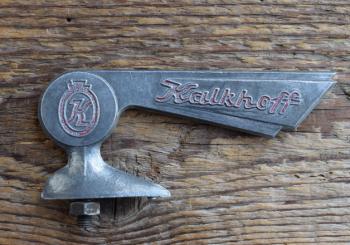 Schutzblechfigur KALKHOFF, Alu Druckguss, orig. Altbestand 50er Jahre, Zustand siehe Bild 