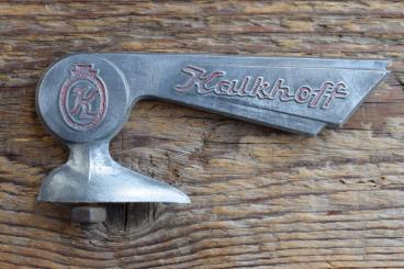 Schutzblechfigur KALKHOFF, Alu Druckguss, orig. Altbestand 50er Jahre, Zustand siehe Bild 