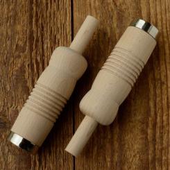 Holzgriffe,  genutet, unlackiert, mit Dübelklemmung, 25mm, 100mm lang 