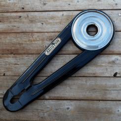 Kettenkasten Blech "ARISTON", 50er J., Länge c.a. 63 cm 