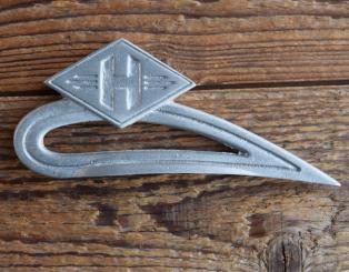 Schutzblechfigur HERCULES Motorrad/Motorfahrrad , 50er Jahre, Aluminium, älteres Replik (noch ohne Befestigungsbolzen, Zustand siehe Bild 