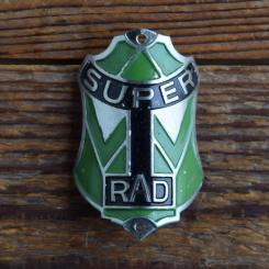 Steuerkopfschild SUPER RAD, 50er Jahre, Originalschild aus Sammlungsbestand 