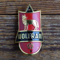 Steuerkopfschild WOLFRAM, 50er Jahre, Originalschild aus Sammlungsbestand 