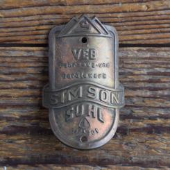 Steuerkopfschild SIMSON SUHL, 50er Jahre, Originalschild aus Sammlungsbestand 