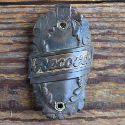 Steuerkopfschild RECORD, 50er Jahre, Originalschild aus Sammlungsbestand 