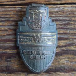 Steuerkopfschild HWE HEIDEMANN-WERKE EINBECK, 60er Jahre, Originalschild aus Sammlungsbestand 