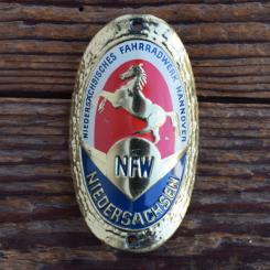Steuerkopfschild  N.F.W. Niedersächsische Fahrrad Werke, 50er Jahre, Originalschild aus Sammlungsbestand 