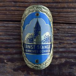 Steuerkopfschild  ERNST STANGE, 30er Jahre, Originalschild aus Sammlungsbestand 