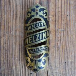 Steuerkopfschild WELZINA, 20er Jahre, Originalschild aus Sammlungsbestand 