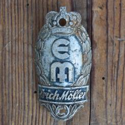 Steuerkopfschild EM ERICH MÖLLER, 50er Jahre, Originalschild aus Sammlungsbestand 