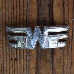 Schutzblechwappen für hinten HWE HEIDEMANN-WERKE EINBECK, 50er Jahre, Originalwappen aus Sammlungsbestand  