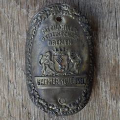 Steuerkopfschild BREMER SCHLÜSSEL, 50er Jahre, Originalschild aus Sammlungsbestand 