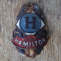 Steuerkopfschild HAMILTON, 50er Jahre, Originalschild aus Sammlungsbestand 