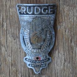 Steuerkopfschild RUDGE, 50er Jahre, Originalschild aus Sammlungsbestand 