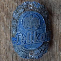 Steuerkopfschild PELIKAN, 50er Jahre, Originalschild aus Sammlungsbestand 