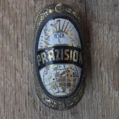 Steuerkopfschild PRÄZISION, 50er Jahre, Originalschild aus Sammlungsbestand 