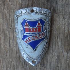 Steuerkopfschild HECKER, 50er Jahre, Originalschild aus Sammlungsbestand 