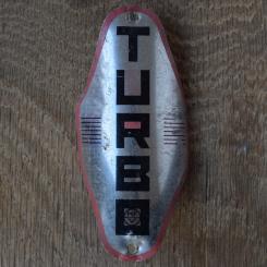 Steuerkopfschild TURBO, 60er Jahre, Originalschild aus Sammlungsbestand 