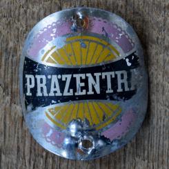 Steuerkopfschild PRÄZENTRA, 50er Jahre, Originalschild aus Sammlungsbestand 