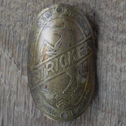 Steuerkopfschild STRICKER, 30er Jahre, Originalschild aus Sammlungsbestand 