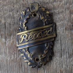 Steuerkopfschild RECORD, 50er Jahre, Originalschild aus Sammlungsbestand 
