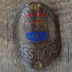 Steuerkopfschild ASSINDIA, 30er Jahre, Originalschild aus Sammlungsbestand 