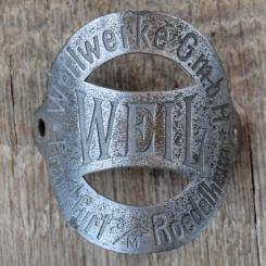Steuerkopfschild WEIL - WEILWERKE G.m.b.H., 10er Jahre, Originalschild aus Sammlungsbestand 