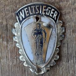 Steuerkopfschild WELTSIEGER, 50er Jahre, Originalschild aus Sammlungsbestand 