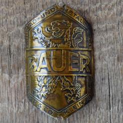 Steuerkopfschild BAUER, 30er Jahre, Originalschild aus Sammlungsbestand 