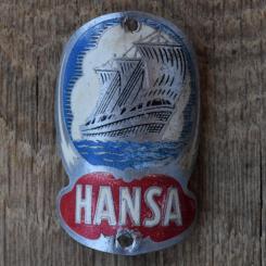 Steuerkopfschild HANSA, 50er Jahre, Originalschild aus Sammlungsbestand 