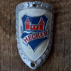 Steuerkopfschild HECKER, 50er Jahre, Originalschild aus Sammlungsbestand 