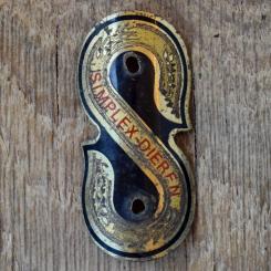 Steuerkopfschild SIMPLEX-DIEREN, 70er Jahre, Originalschild aus Sammlungsbestand 