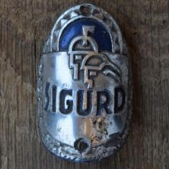 Steuerkopfschild SIGURD, 50er Jahre, Originalschild aus Sammlungsbestand 