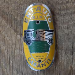 Steuerkopfschild ENT-AUTO GARANTI, 50er Jahre, Originalschild aus Sammlungsbestand 