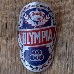 Steuerkopfschild OLYMPIA, 30er Jahre, Originalschild aus Sammlungsbestand 