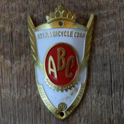 Steuerkopfschild ABC ATLAS BICYCLE CORP., 70er Jahre, Originalschild aus Sammlungsbestand 