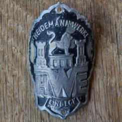 Steuerkopfschild HWE HEIDEMANN-WERKE EINBECK, 50er Jahre, Originalschild aus Sammlungsbestand 
