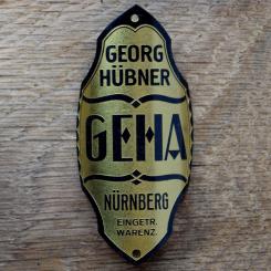 Steuerkopfschild GEHA, 30er Jahre, Originalschild aus Sammlungsbestand 