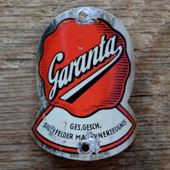 Steuerkopfschild GARANTA, 50er Jahre, Originalschild aus Sammlungsbestand 