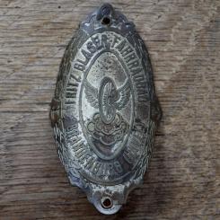 Steuerkopfschild FRITZ GLASER FAHRRADBAU, 20er Jahre, Originalschild aus Sammlungsbestand 